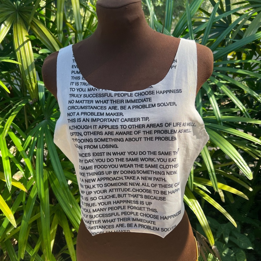 SheerText-Print Crop Tank Top - Picture 3 of 8